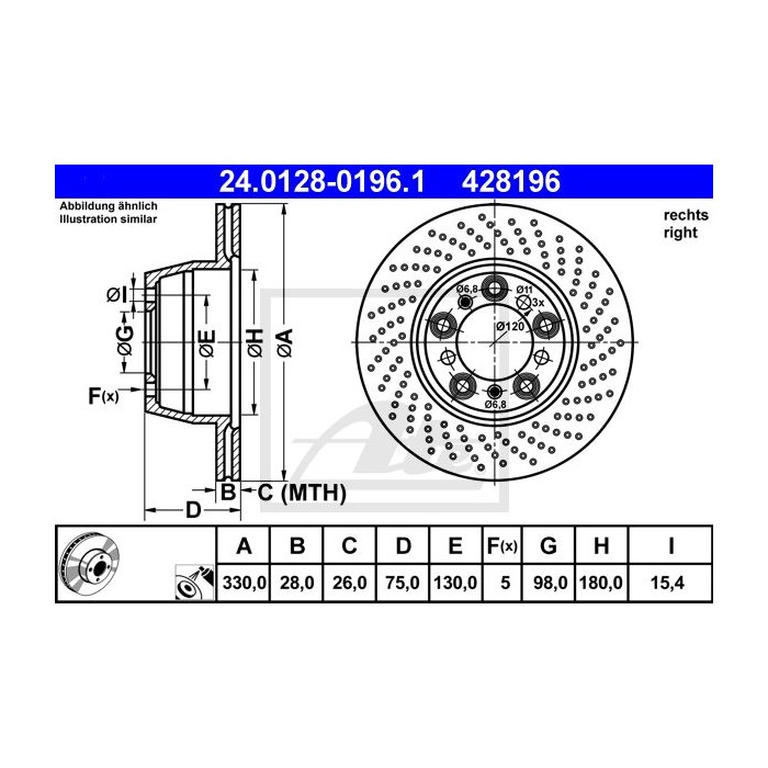ATE Bremsscheibe 24.0128-0196.1