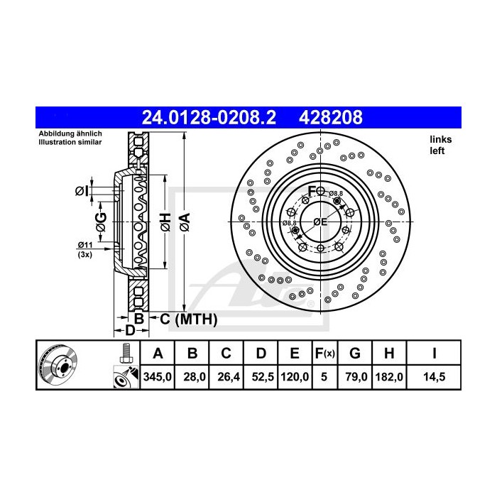 ATE Bremsscheibe 24.0128-0208.2