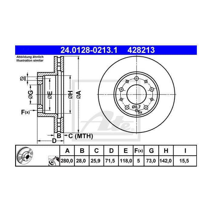 ATE Bremsscheibe 24.0128-0213.1
