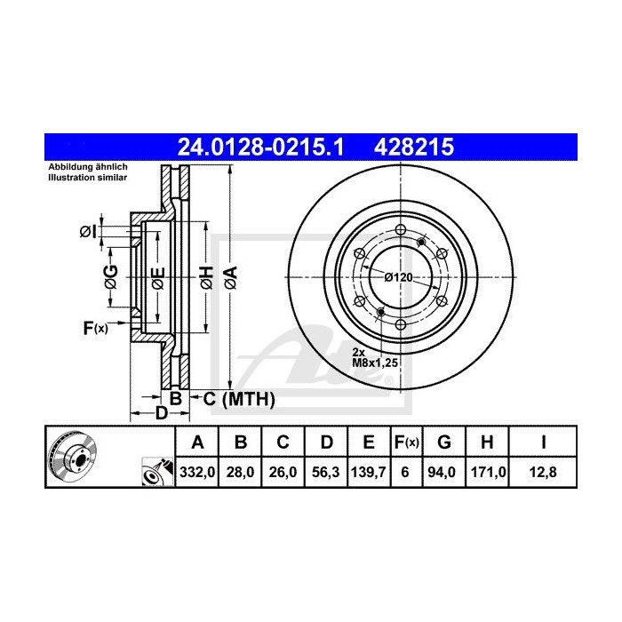 ATE Bremsscheibe 24.0128-0215.1