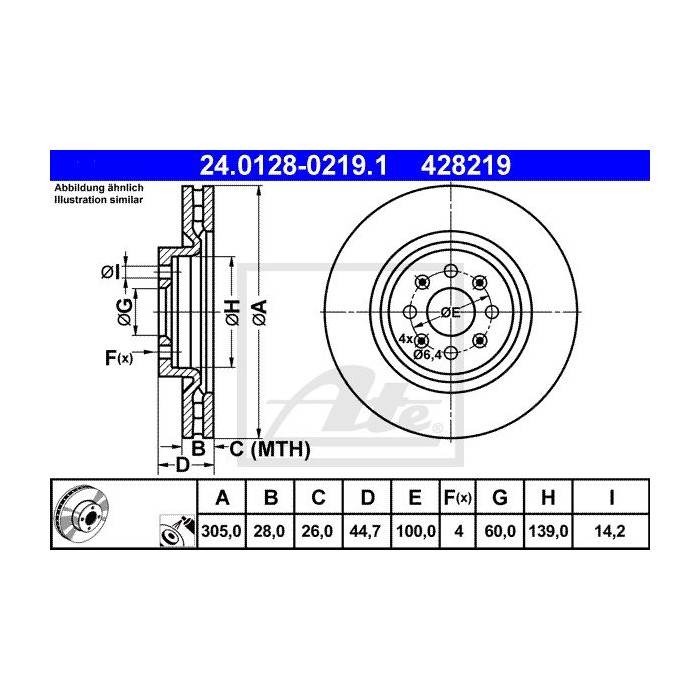 ATE Bremsscheibe 24.0128-0219.1