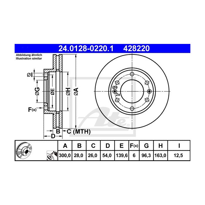 ATE Bremsscheibe 24.0128-0220.1