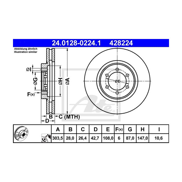 ATE Bremsscheibe 24.0128-0224.1