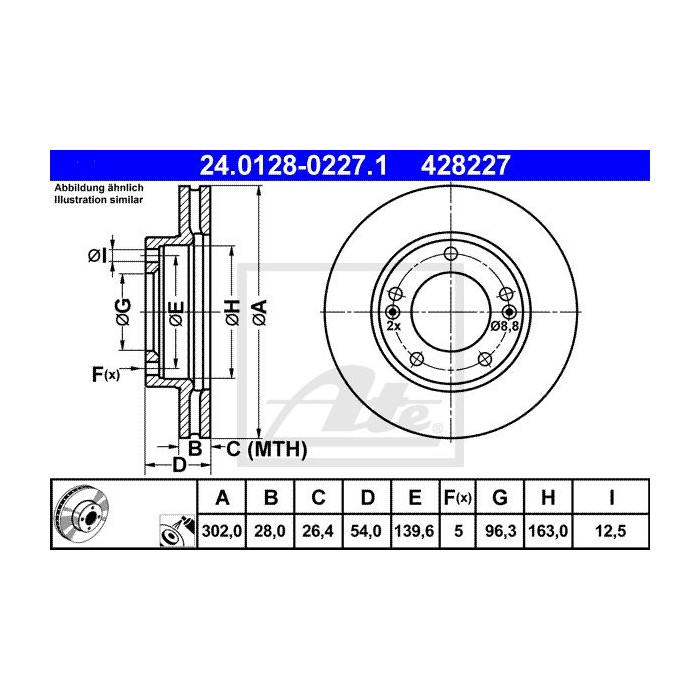 ATE Bremsscheibe 24.0128-0227.1