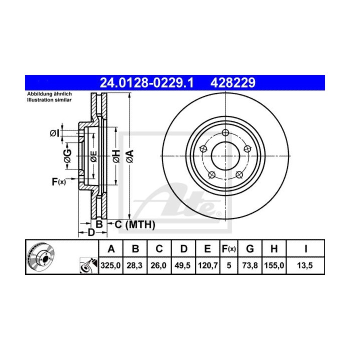 ATE Bremsscheibe 24.0128-0229.1