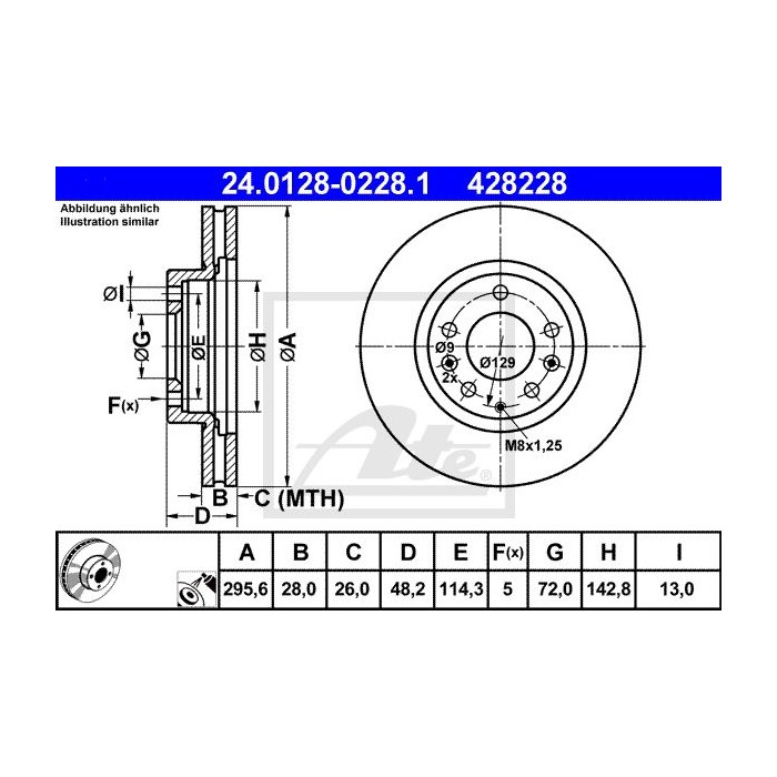 ATE Bremsscheibe 24.0128-0228.1