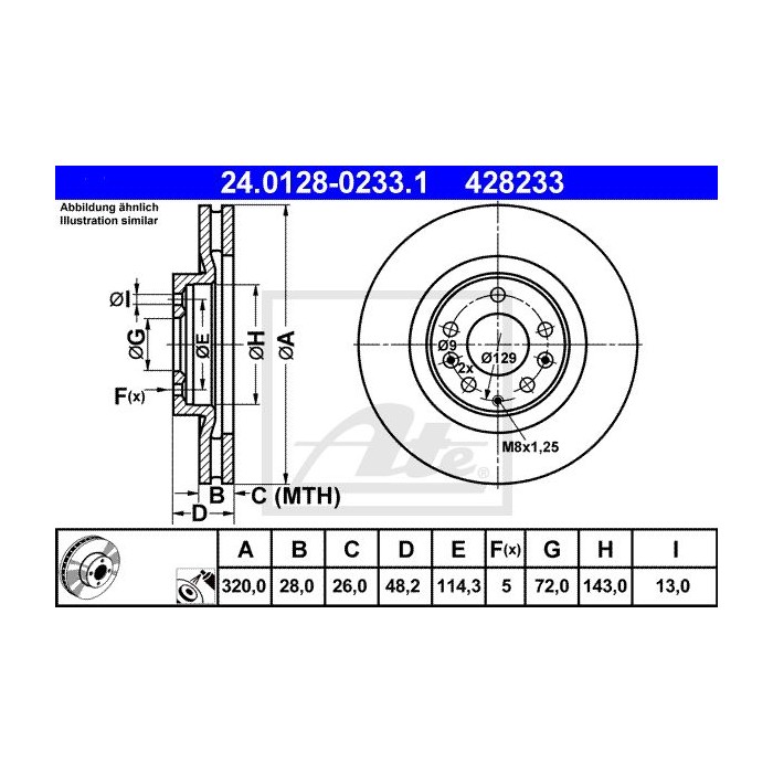 ATE Bremsscheibe 24.0128-0233.1