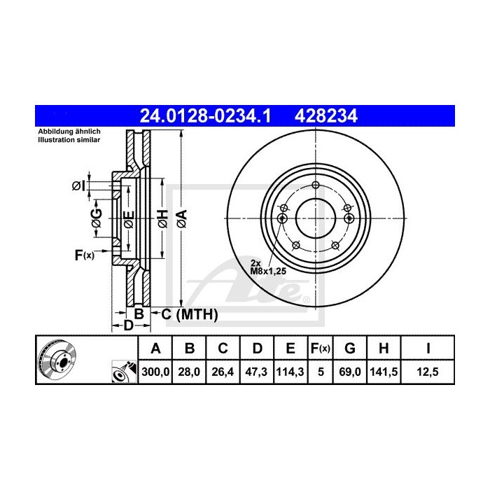 ATE Bremsscheibe 24.0128-0234.1