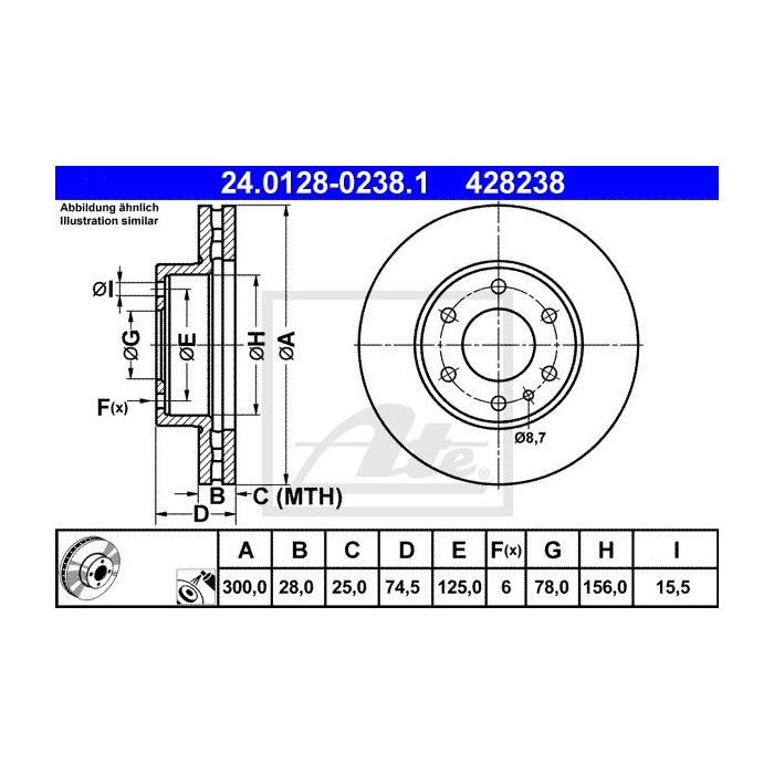 ATE Bremsscheibe 24.0128-0238.1