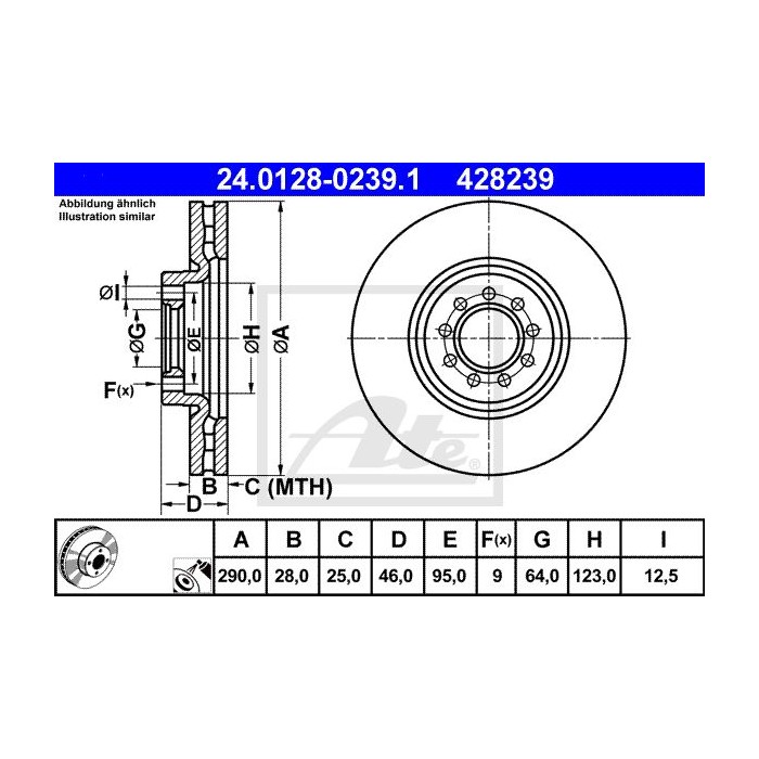 ATE Bremsscheibe 24.0128-0239.1