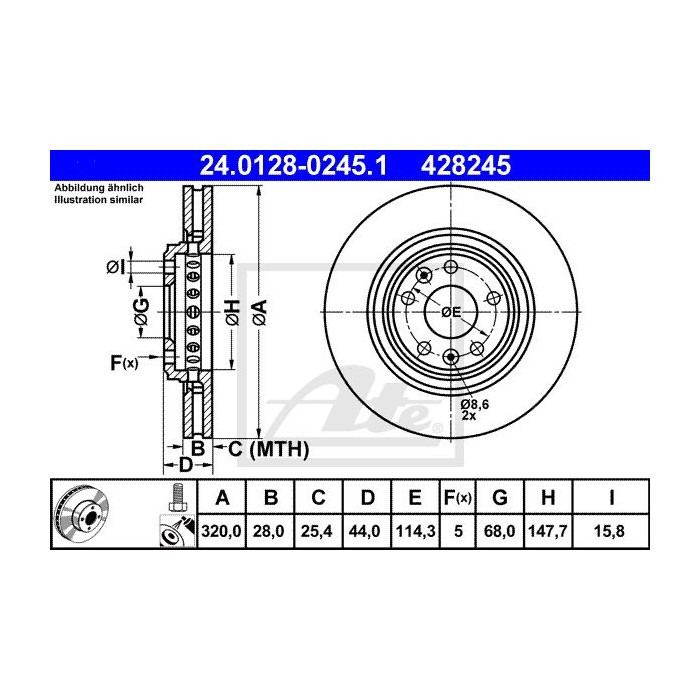 ATE Bremsscheibe 24.0128-0245.1