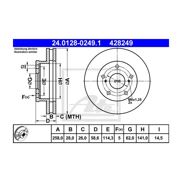 ATE Bremsscheibe 24.0128-0249.1