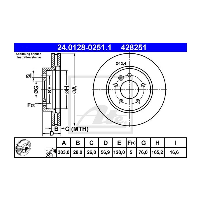 ATE Bremsscheibe 24.0128-0251.1