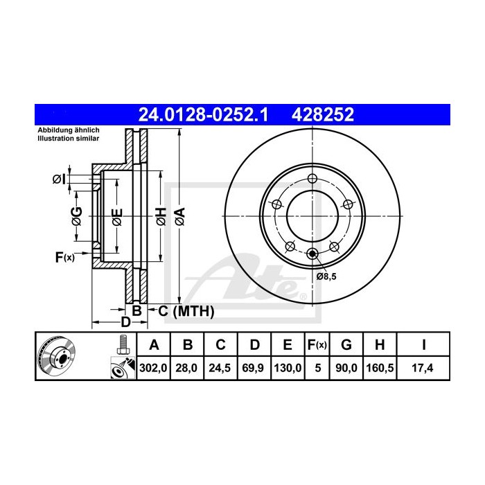 ATE Bremsscheibe 24.0128-0252.1