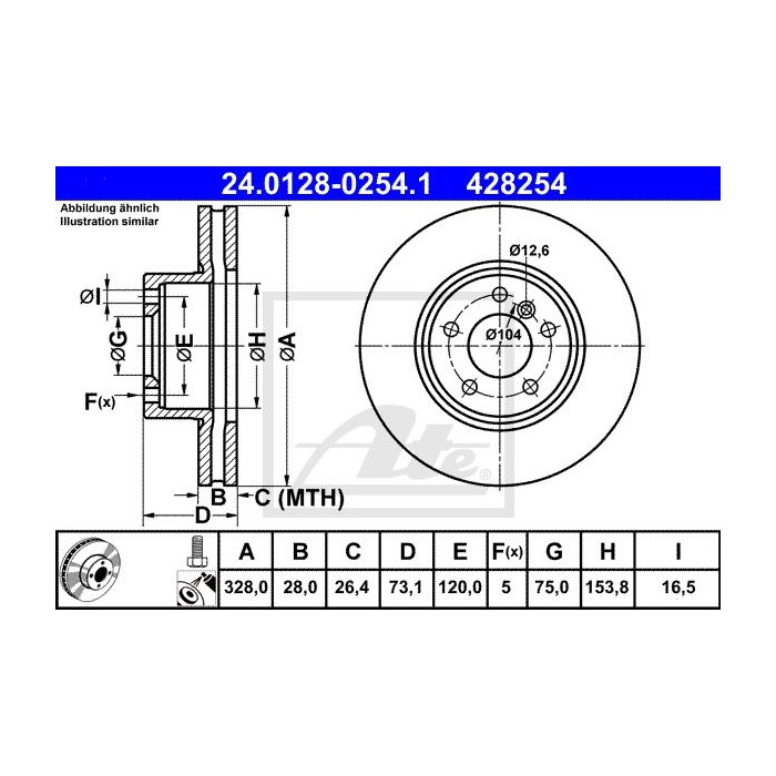 ATE Bremsscheibe 24.0128-0254.1