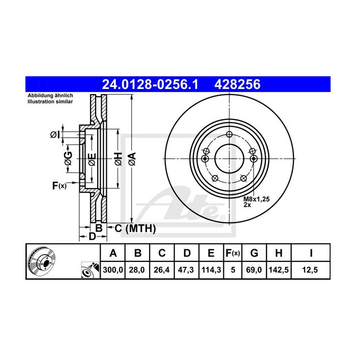 ATE Bremsscheibe 24.0128-0256.1