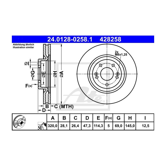 ATE Bremsscheibe 24.0128-0258.1