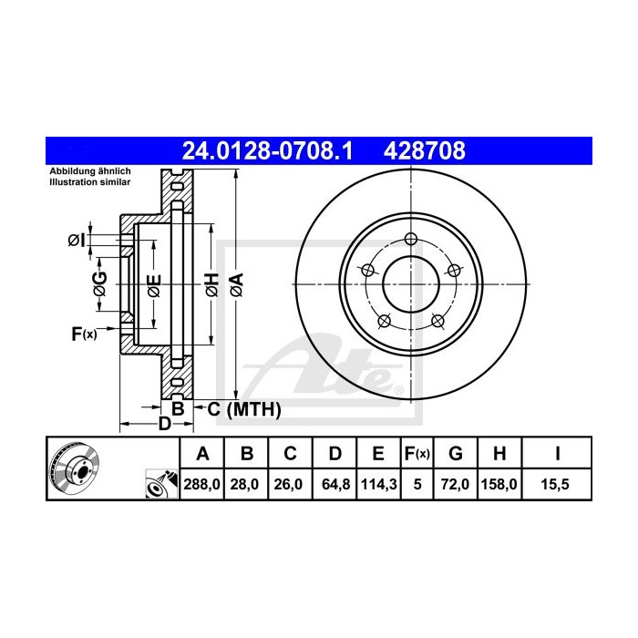 ATE Bremsscheibe 24.0128-0708.1