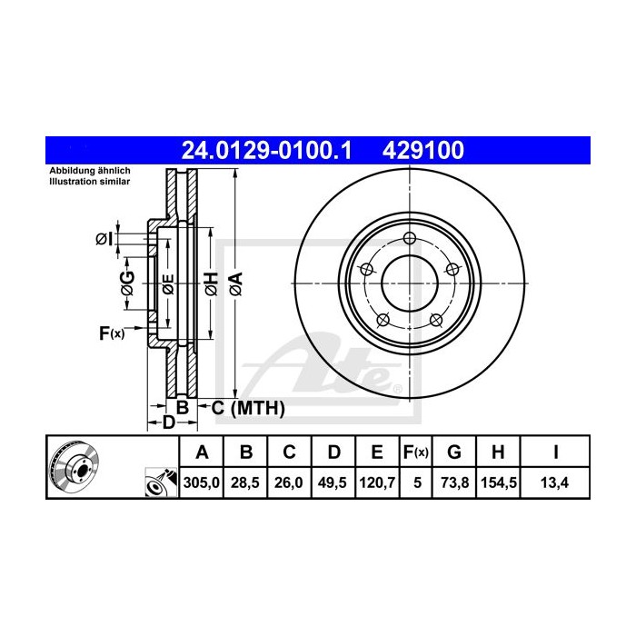 ATE Bremsscheibe 24.0129-0100.1