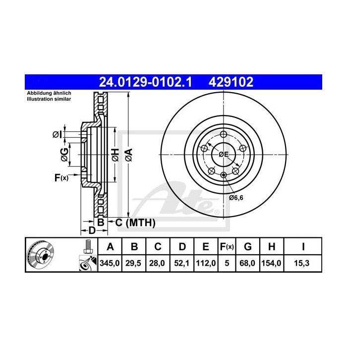 ATE Bremsscheibe 24.0129-0102.1