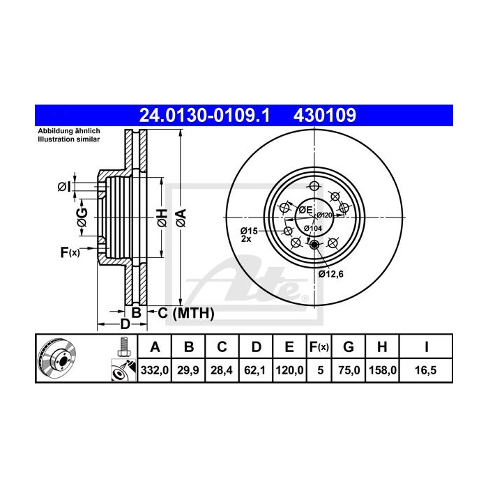 ATE Bremsscheibe 24.0130-0109.1