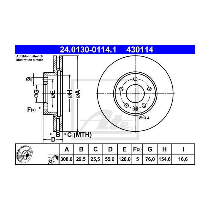 ATE Bremsscheibe 24.0130-0114.1
