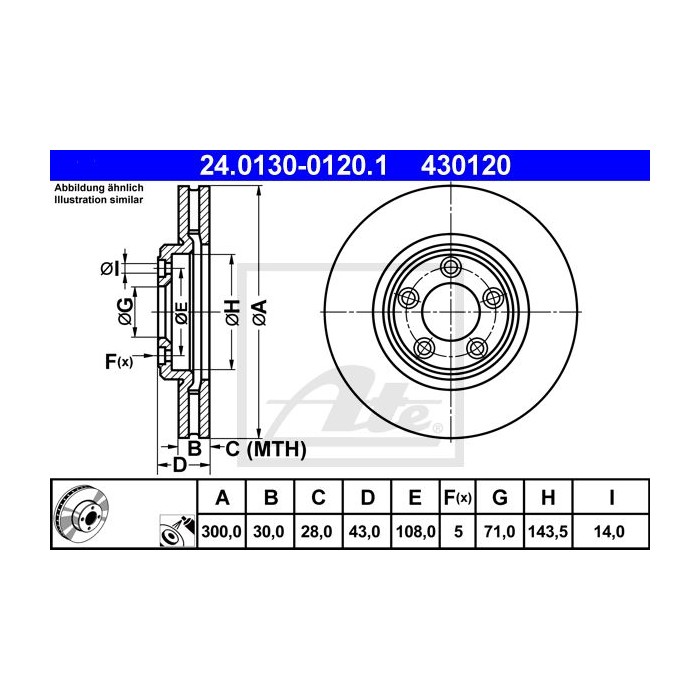 ATE Bremsscheibe 24.0130-0120.1