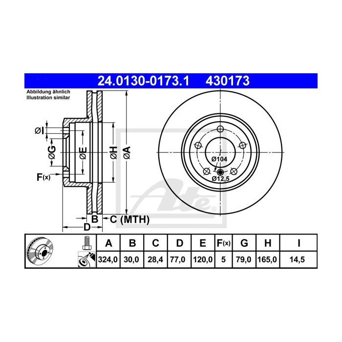ATE Bremsscheibe 24.0130-0173.1