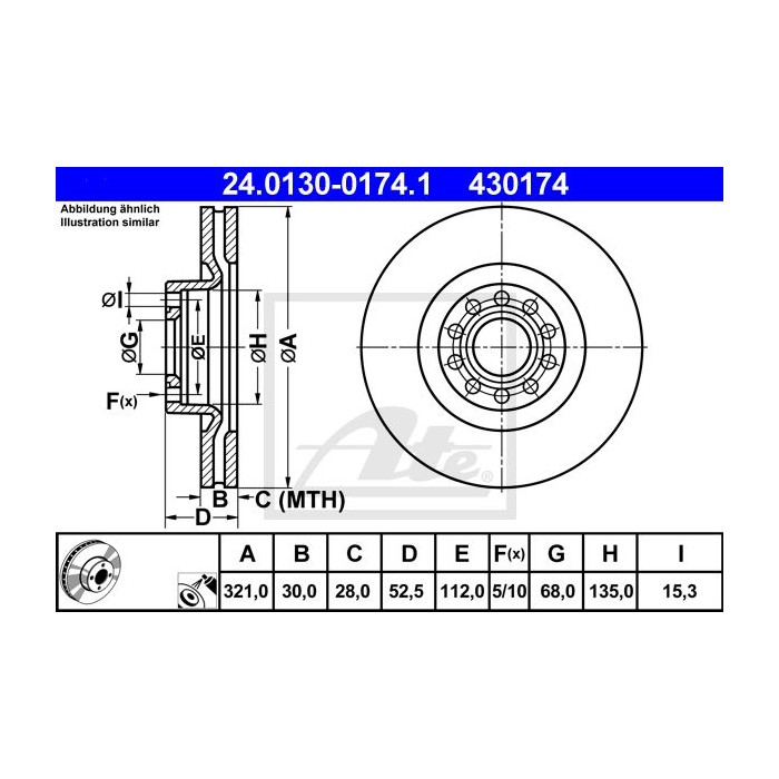 ATE Bremsscheibe 24.0130-0174.1