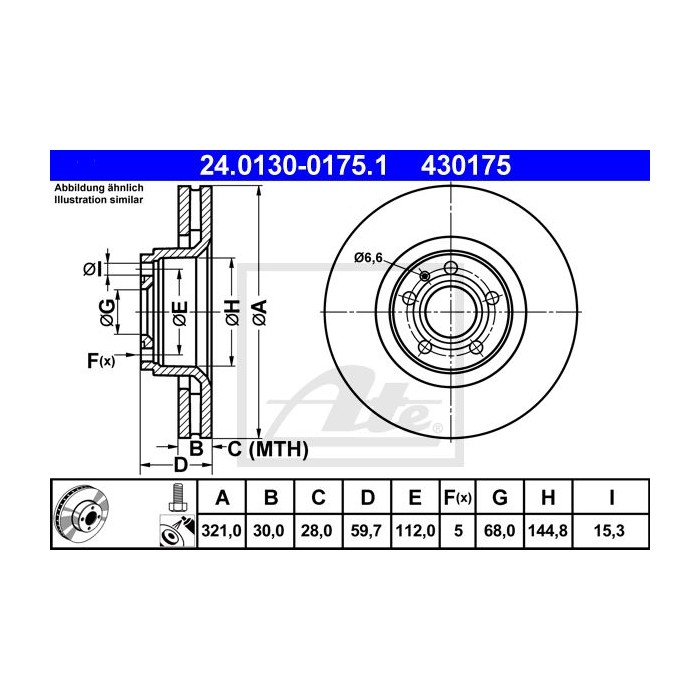 ATE Bremsscheibe 24.0130-0175.1