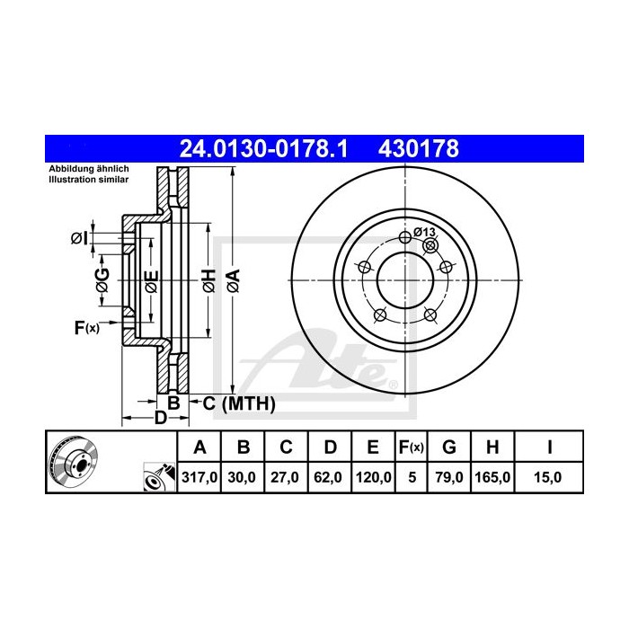 ATE Bremsscheibe 24.0130-0178.1
