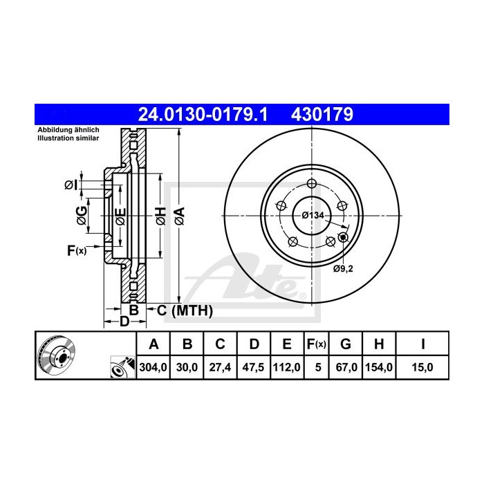 ATE Bremsscheibe 24.0130-0179.1