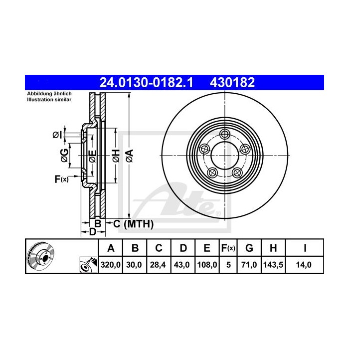 ATE Bremsscheibe 24.0130-0182.1