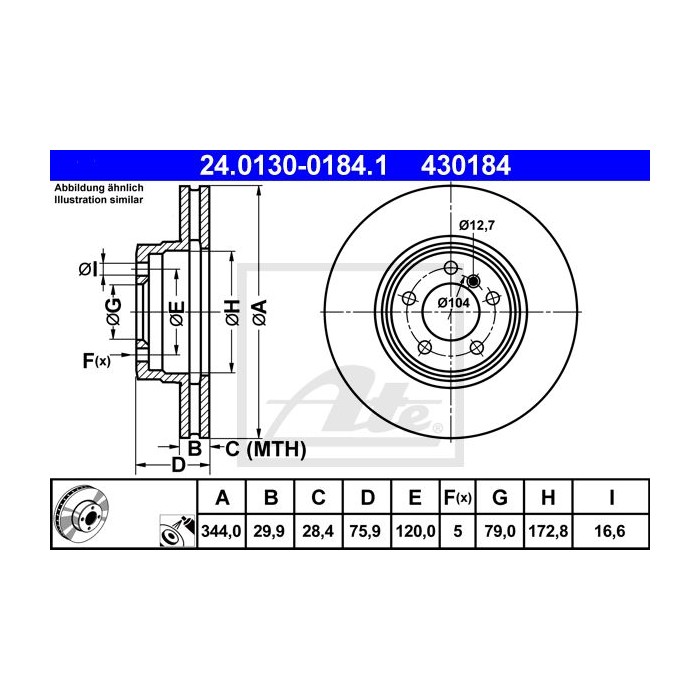 ATE Bremsscheibe 24.0130-0184.1