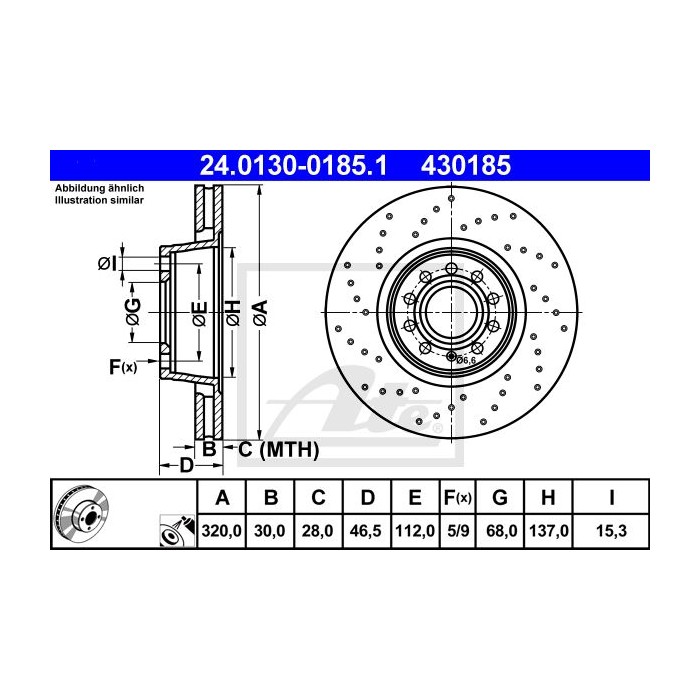 ATE Bremsscheibe 24.0130-0185.1