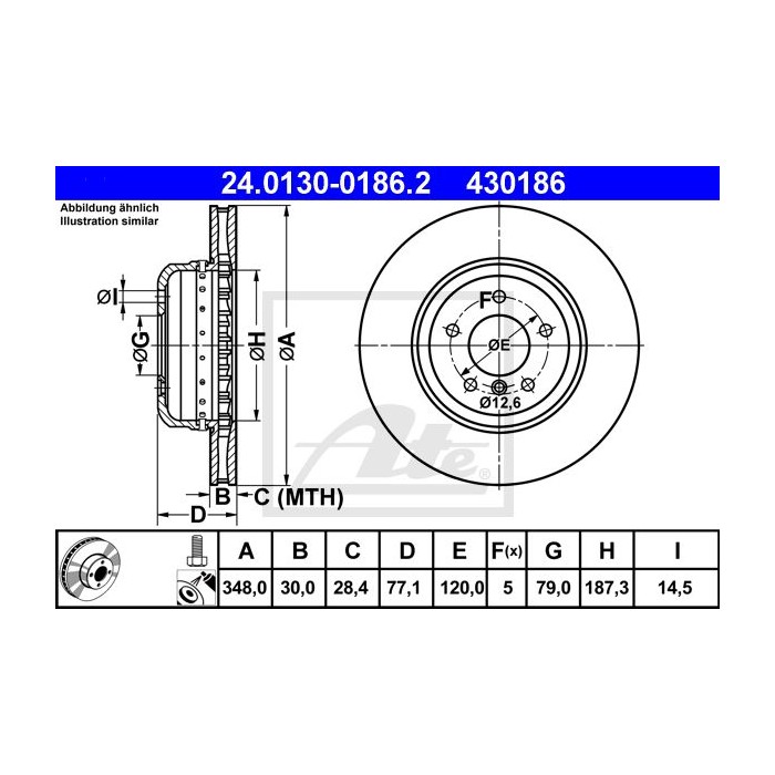 ATE Bremsscheibe 24.0130-0186.2