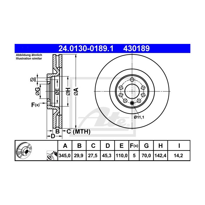 ATE Bremsscheibe 24.0130-0189.1