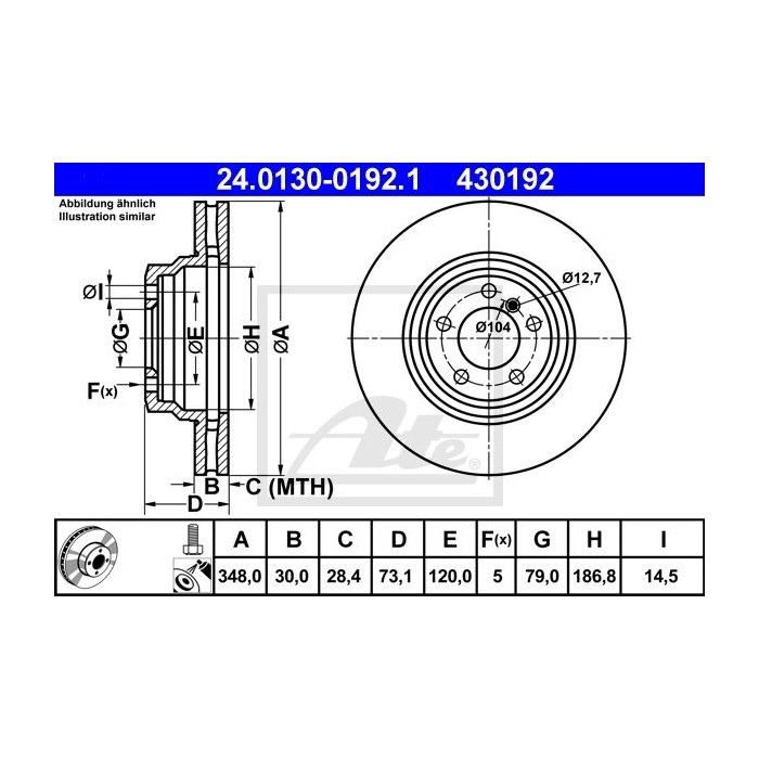 ATE Bremsscheibe 24.0130-0192.1