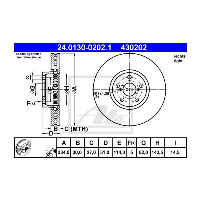 ATE Bremsscheibe 24.0130-0202.1