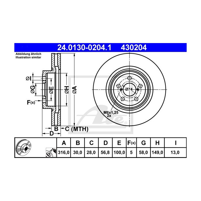 ATE Bremsscheibe 24.0130-0204.1