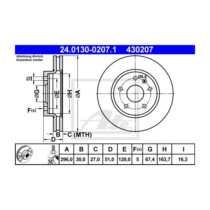ATE Bremsscheibe 24.0130-0207.1