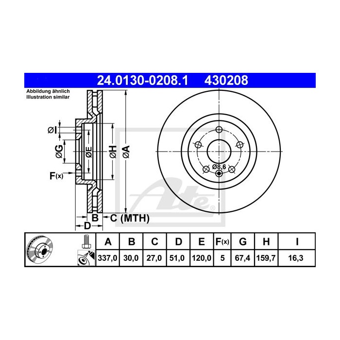 ATE Bremsscheibe 24.0130-0208.1