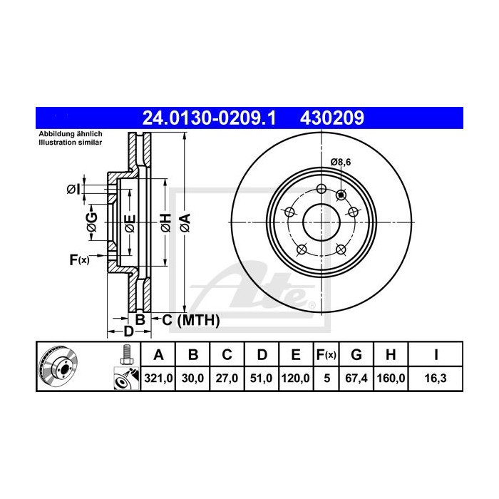 ATE Bremsscheibe 24.0130-0209.1