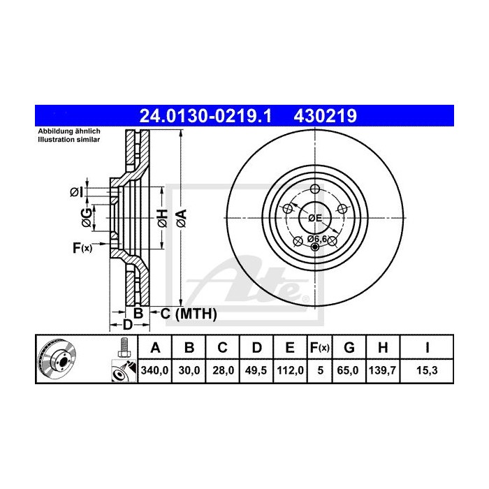 ATE Bremsscheibe 24.0130-0219.1