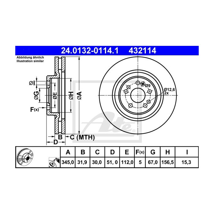ATE Bremsscheibe 24.0132-0114.1