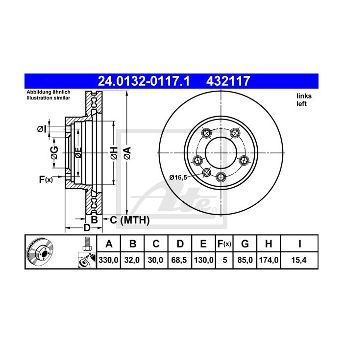 ATE Bremsscheibe 24.0132-0117.1