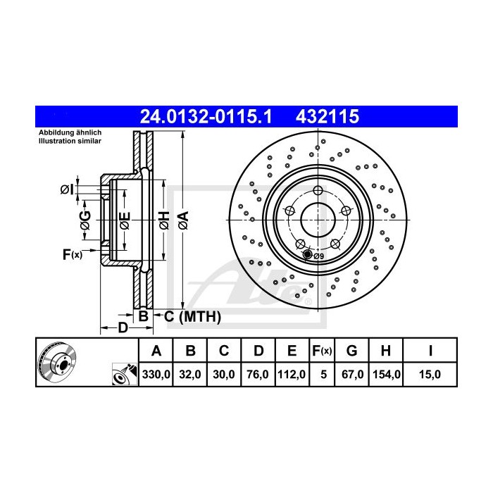 ATE Bremsscheibe 24.0132-0115.1