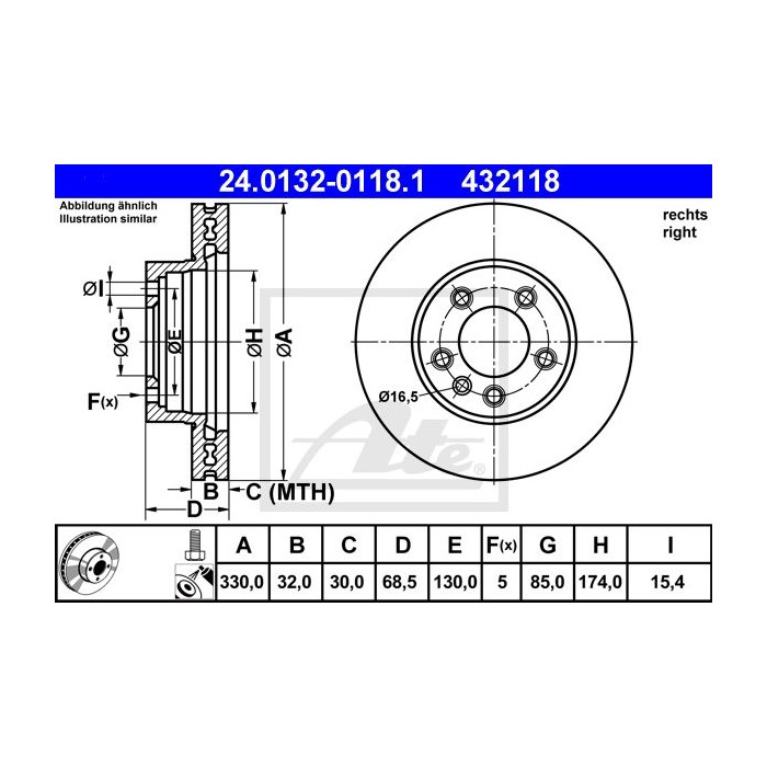 ATE Bremsscheibe 24.0132-0118.1
