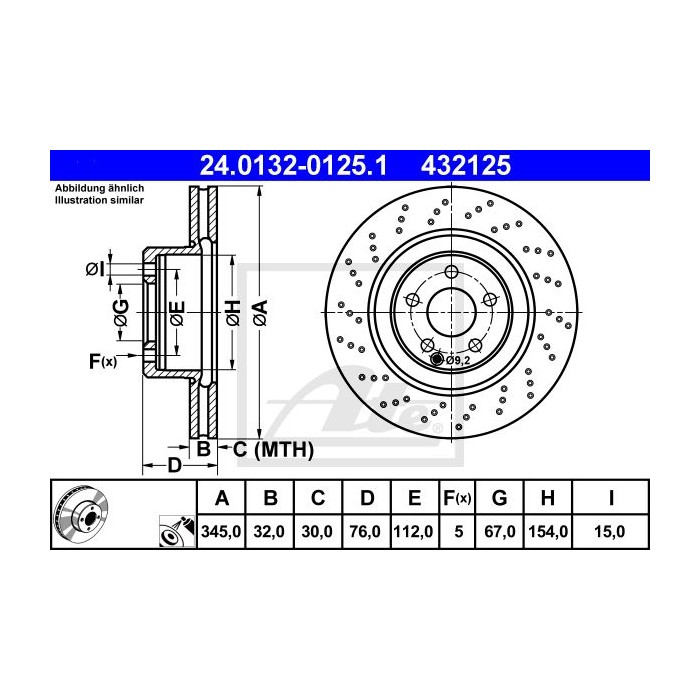 ATE Bremsscheibe 24.0132-0125.1