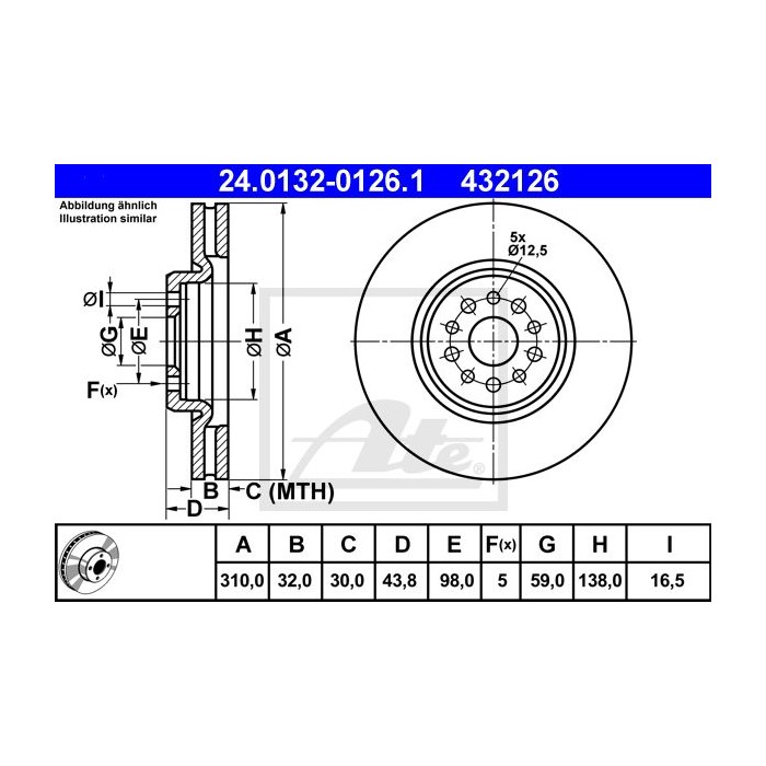 ATE Bremsscheibe 24.0132-0126.1